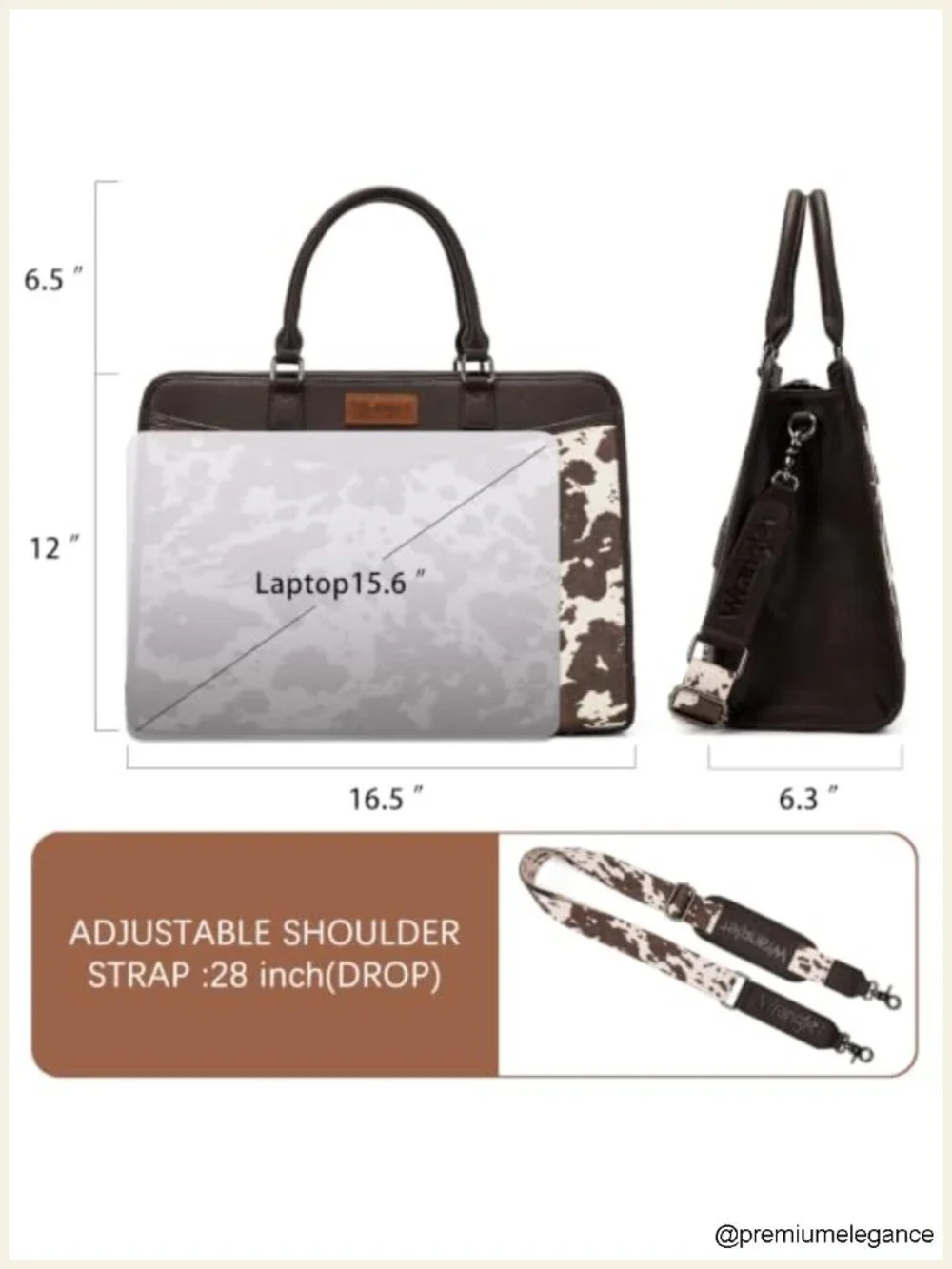 Vegan Leather Laptop Tote Bag Fits 15.6